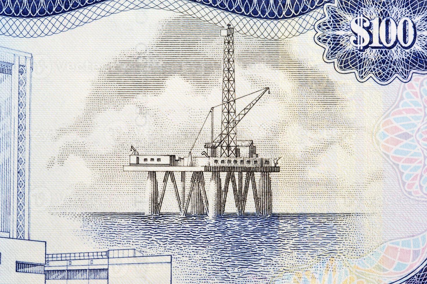 Offshore oil platform from money of Trinidad and Tobago photo