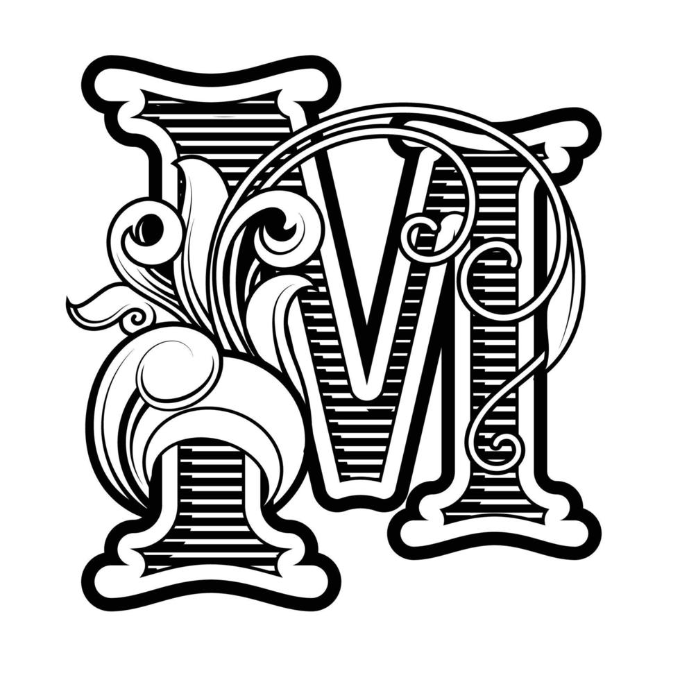metro alfabeto inicial logo ilustración victoriano estilo adobe ilustrador obra de arte vector