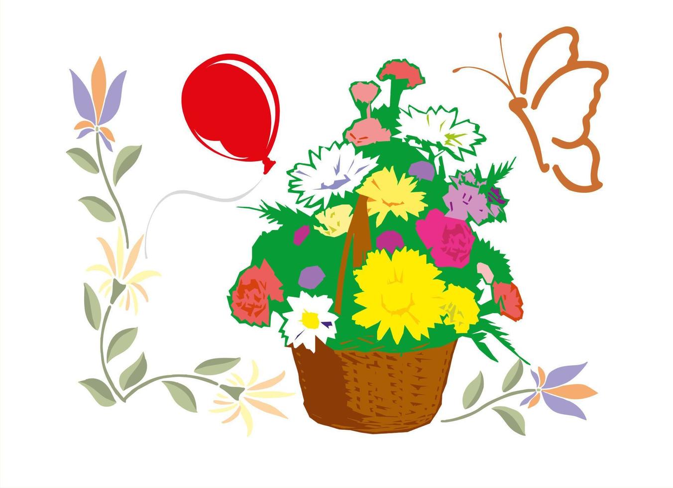 spring flowers in a basket vector