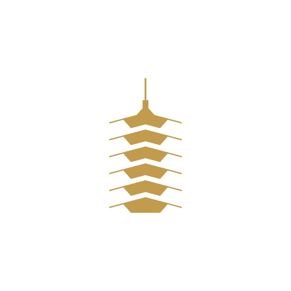 a luxurious golden Japanese pagoda building vector