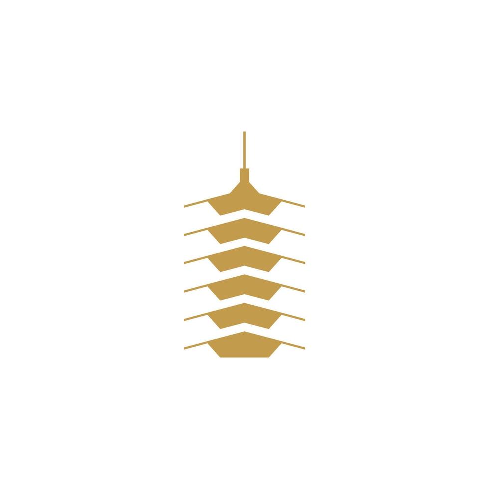 a luxurious golden Japanese pagoda building vector