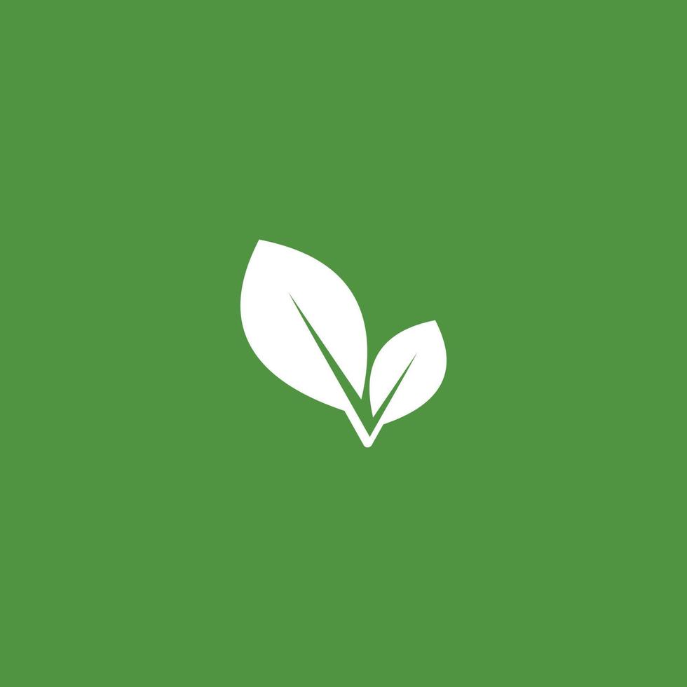 two green leaves logo design vector