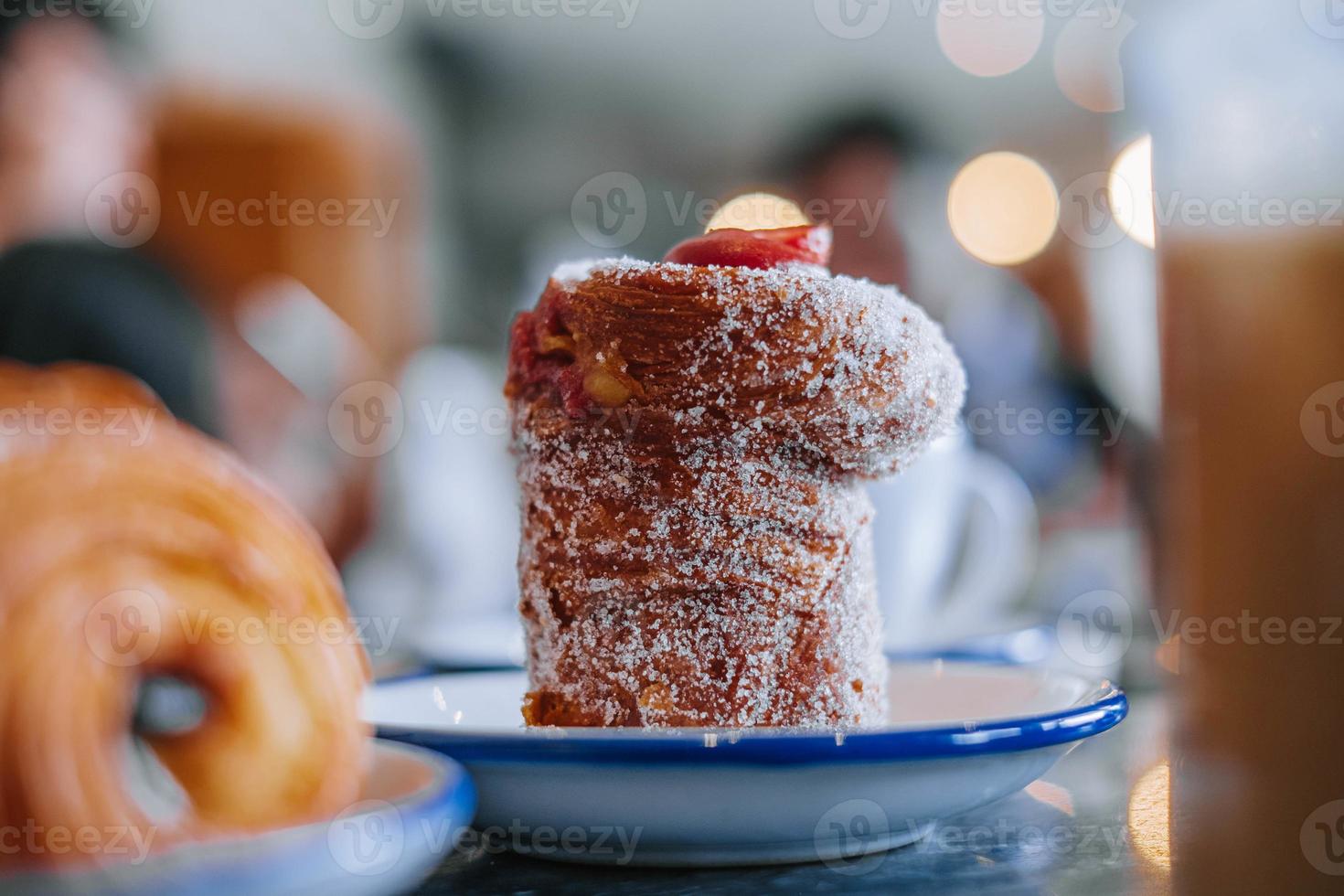 Cruffin or Kraffin in a small white plate photo