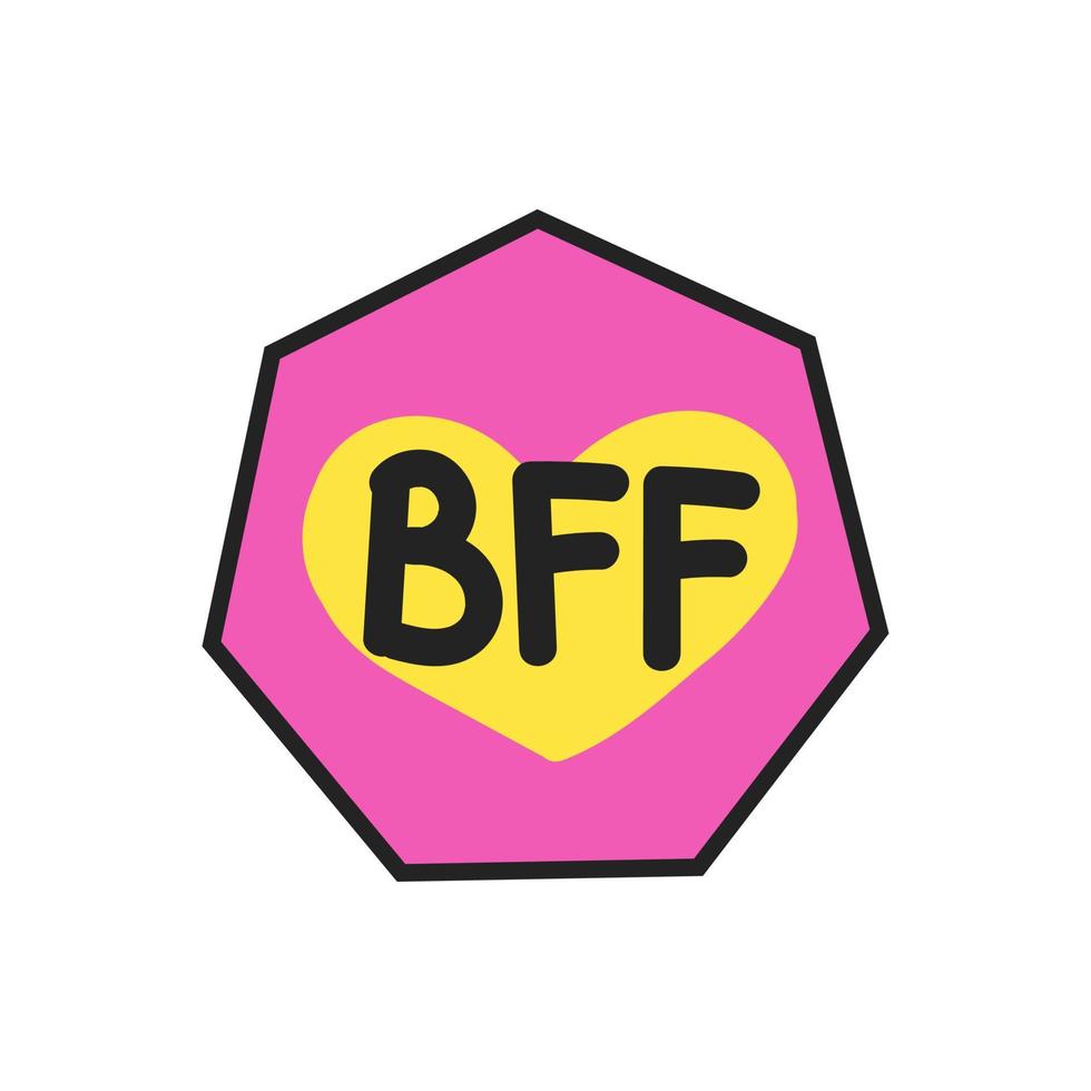 Hand drawn doodle element in 90s 2000s trendy style. Sticker best friends isolated on white background. vector