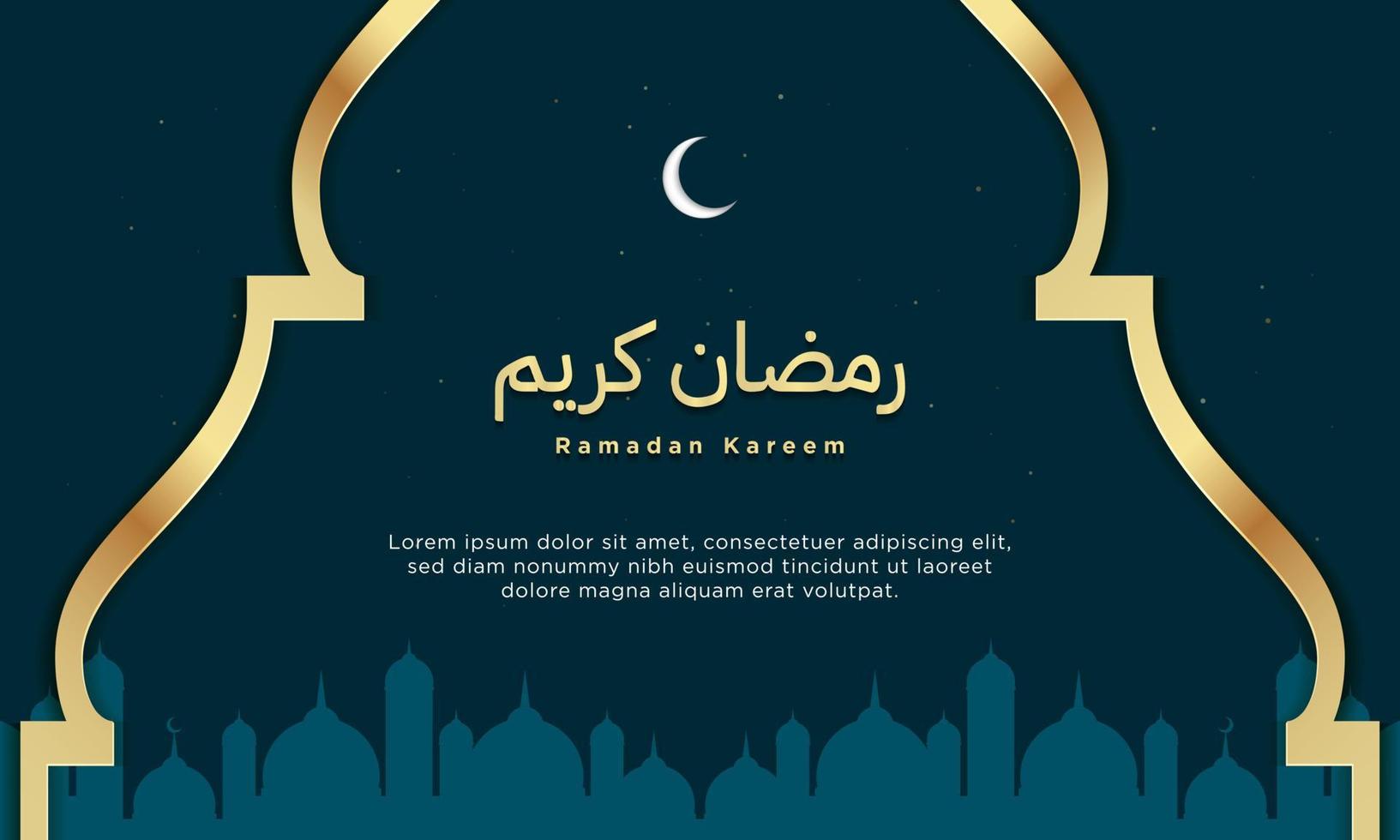 Ramadan Kareem Background Design with silhouette of mosque on the night. vector