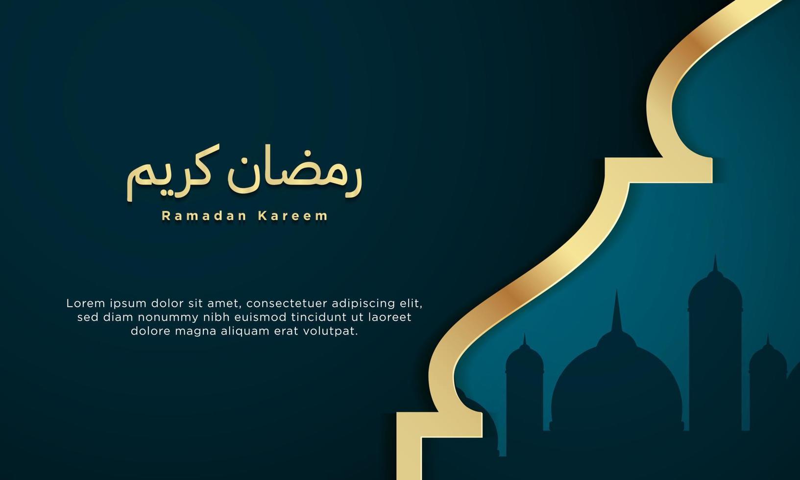 Ramadan Kareem Background Design with silhouette of mosque. vector