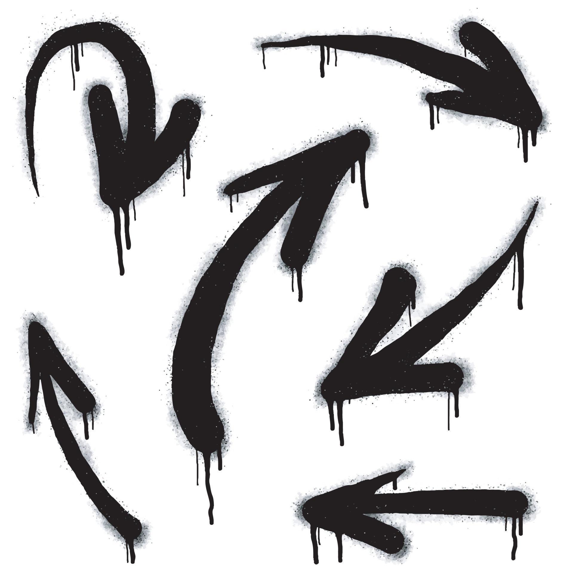 collection of Spray painted graffiti Arrow in black over white
