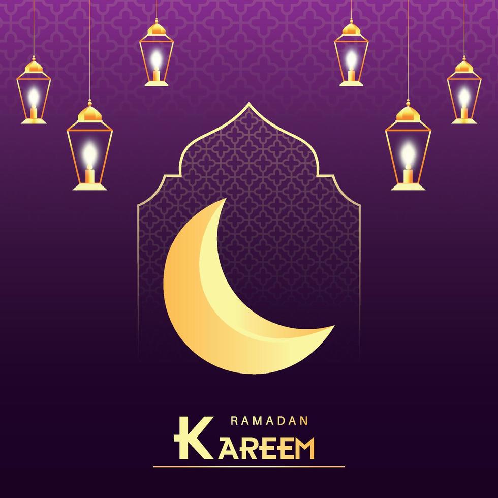 Ramadan Kareem greeting card design with Islamic background vector