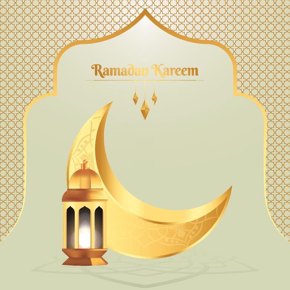 Vector Ramadan Kareem greeting card design with Islamic background