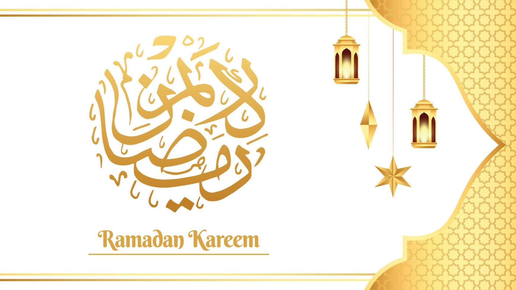 Vector Ramadan Kareem greeting card design with Islamic background