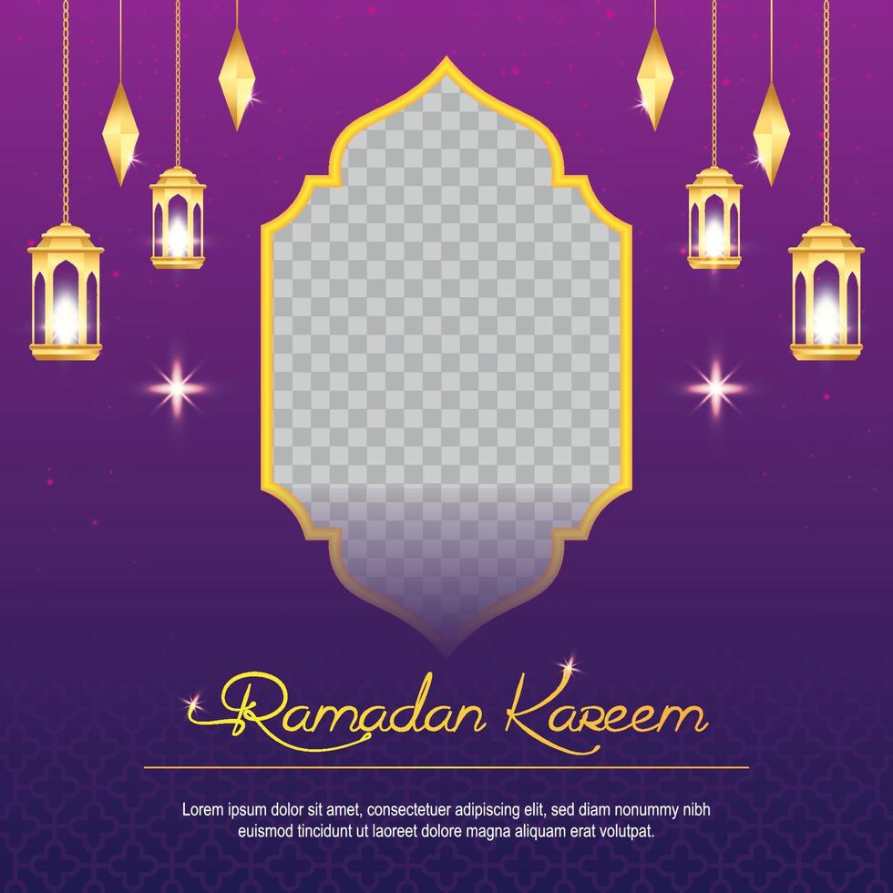 Vector Ramadan Kareem greeting card design with Islamic background