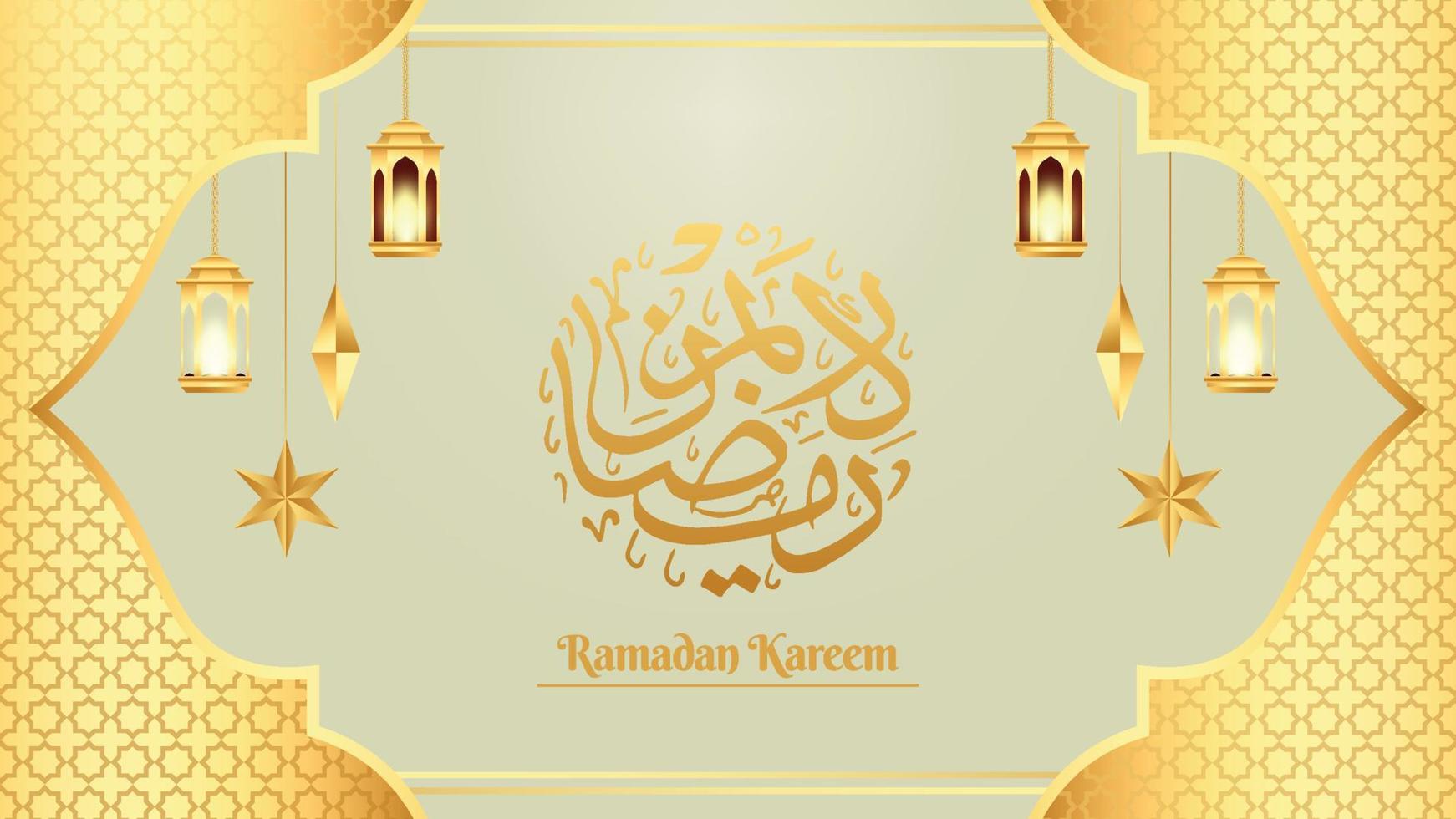 Vector Ramadan Kareem greeting card design with Islamic background