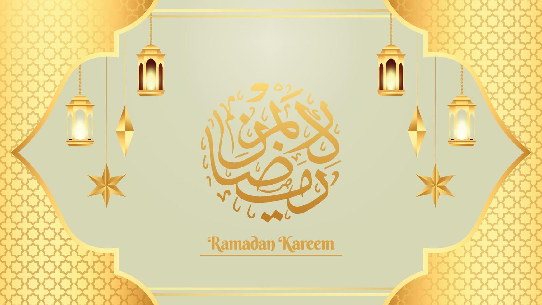 Vector Ramadan Kareem greeting card design with Islamic background