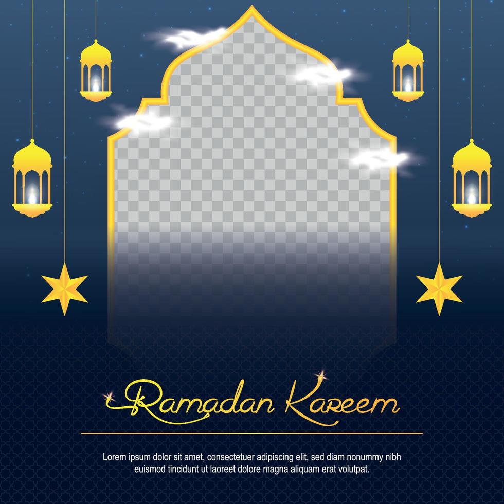 Vector Ramadan Kareem greeting card design with Islamic background