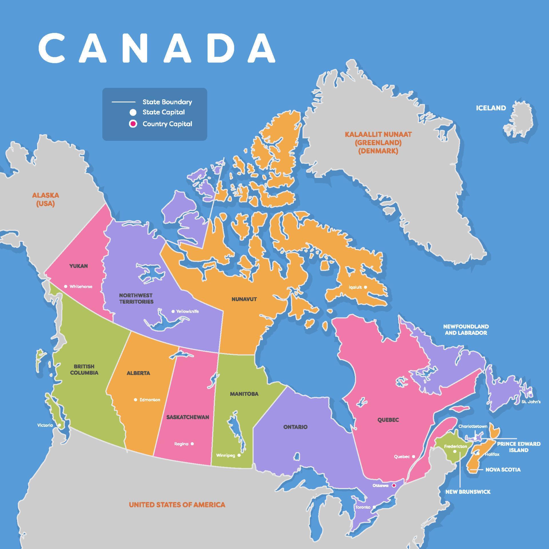 Colorful Canada Map with Surrounding Borders 20488047 Vector Art at