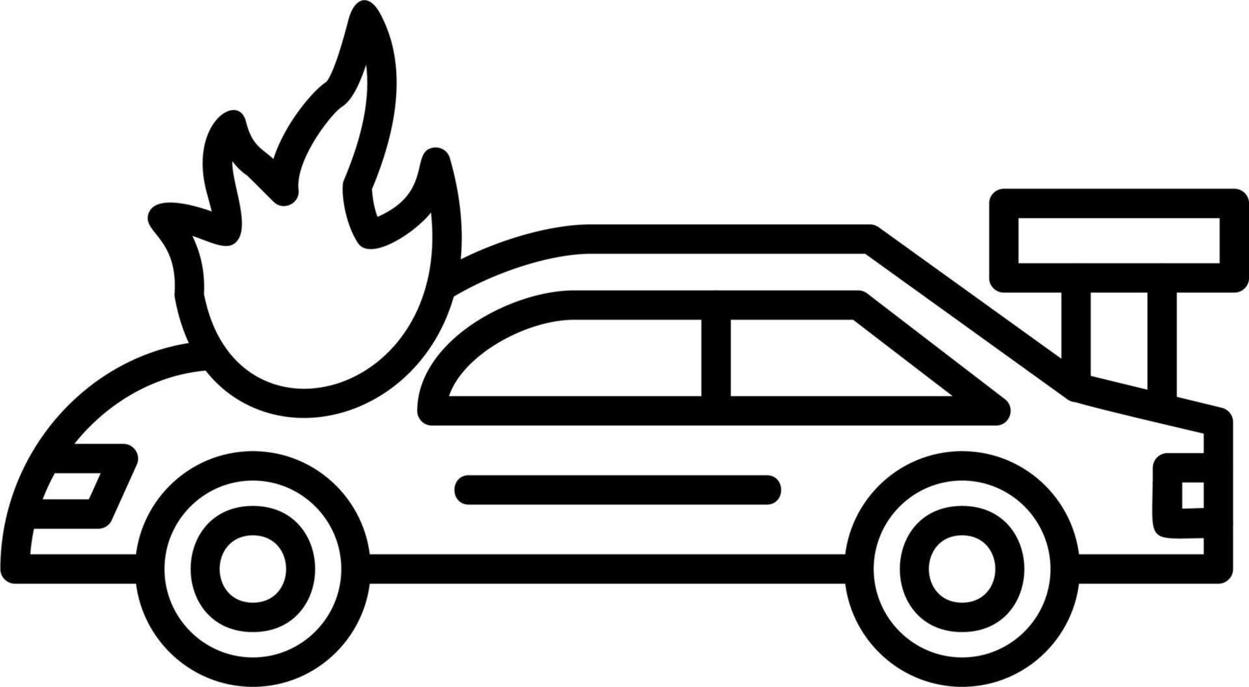 Accident Car In Fire Vector Icon
