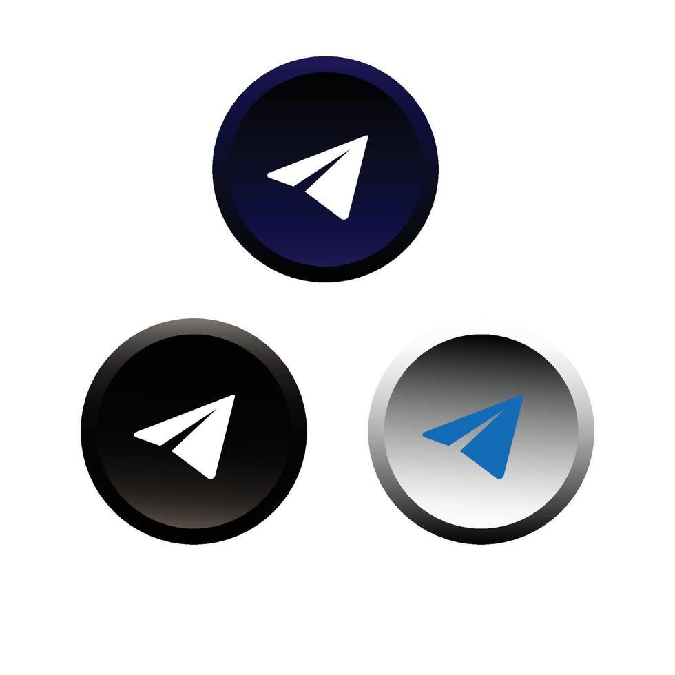 Telegram social media icon button vector