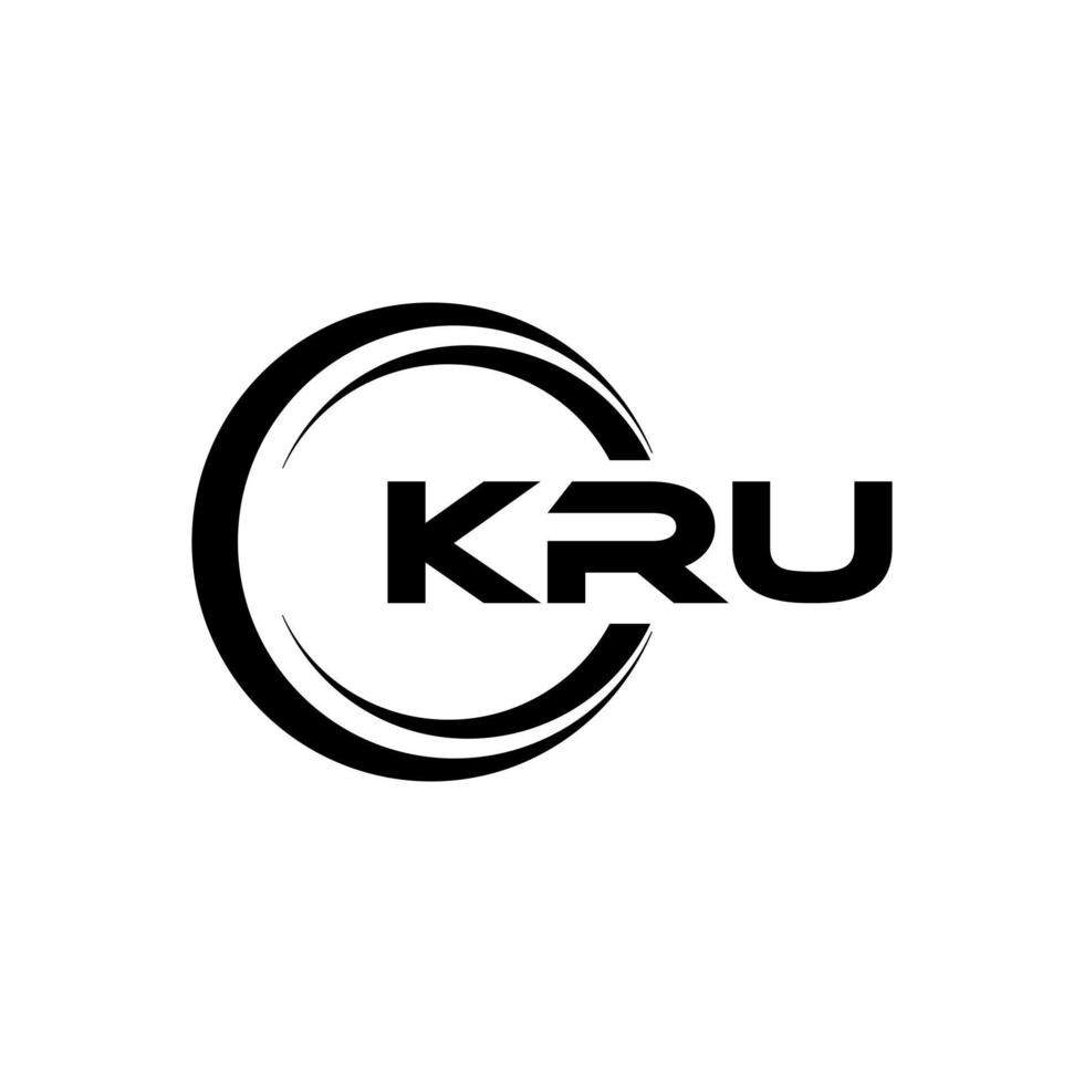 KRU letter logo design in illustration. Vector logo, calligraphy designs for logo, Poster, Invitation, etc.