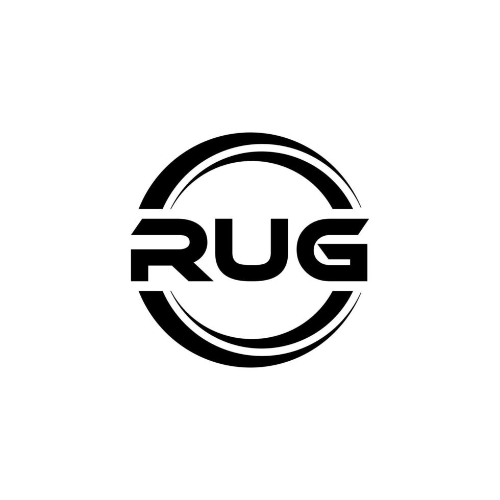 RUG letter logo design in illustration. Vector logo, calligraphy designs for logo, Poster, Invitation, etc.