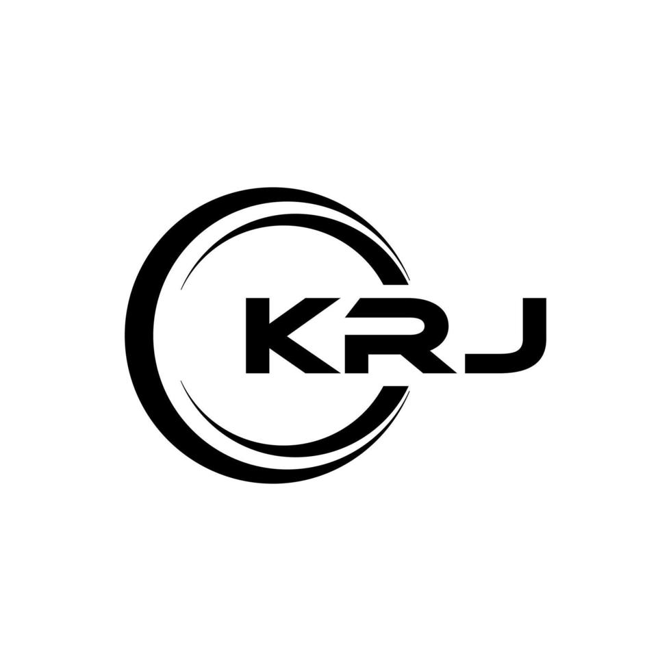 KRJ letter logo design in illustration. Vector logo, calligraphy designs for logo, Poster, Invitation, etc.