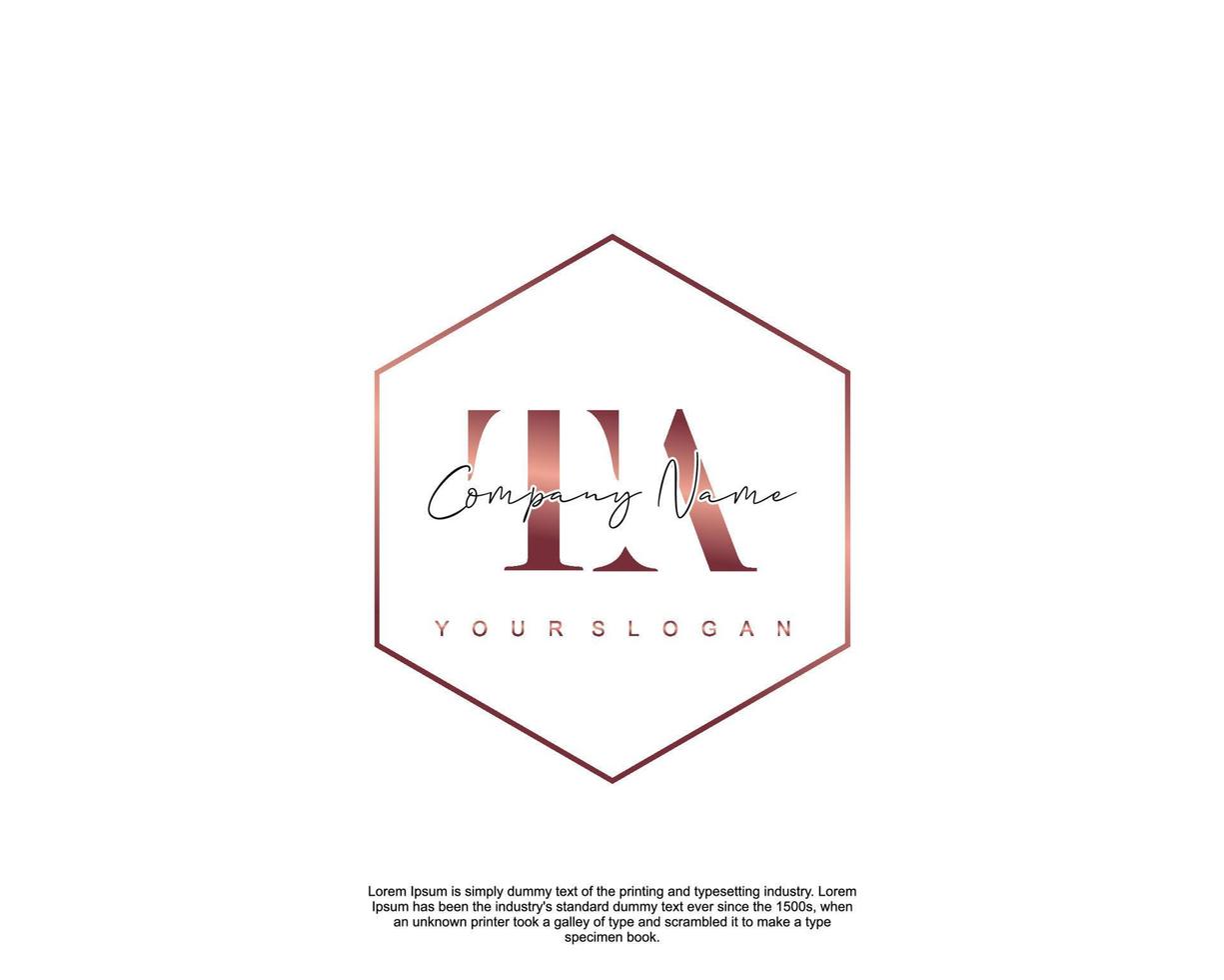 Initial TA Feminine logo beauty monogram and elegant logo design, handwriting logo of initial signature, wedding, fashion, floral and botanical with creative template vector