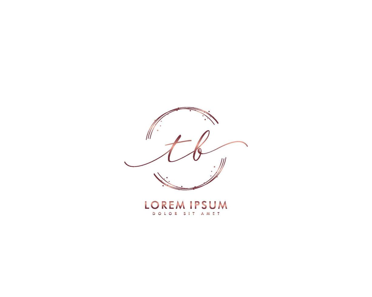 Initial TB Feminine logo beauty monogram and elegant logo design, handwriting logo of initial signature, wedding, fashion, floral and botanical with creative template vector