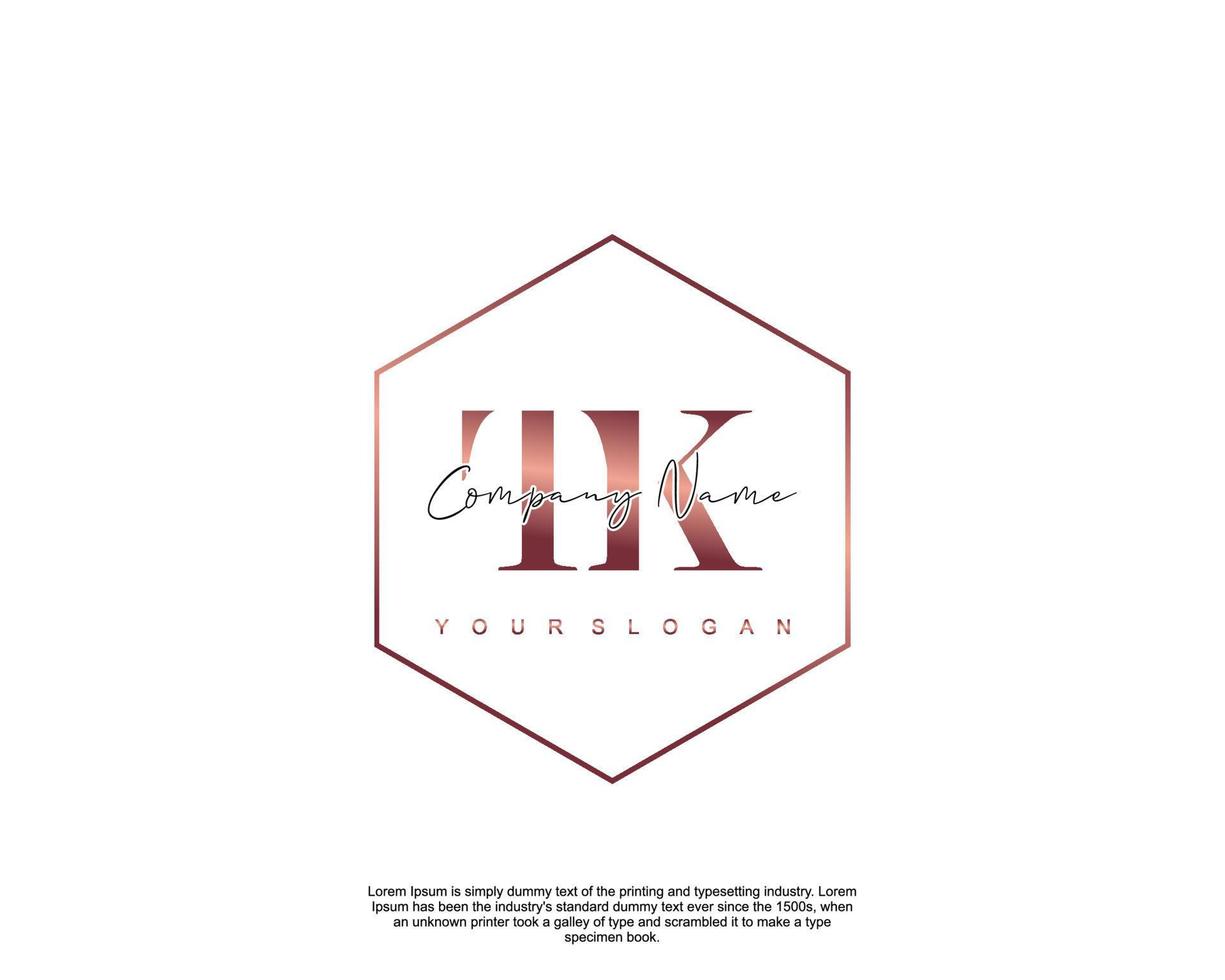 Initial TK Feminine logo beauty monogram and elegant logo design, handwriting logo of initial signature, wedding, fashion, floral and botanical with creative template vector