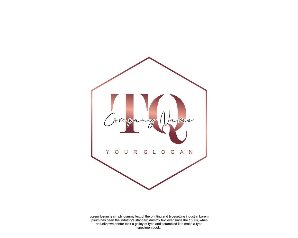 Initial TQ Feminine logo beauty monogram and elegant logo design, handwriting logo of initial signature, wedding, fashion, floral and botanical with creative template vector