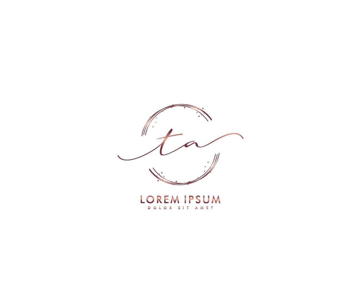 Initial TA Feminine logo beauty monogram and elegant logo design, handwriting logo of initial signature, wedding, fashion, floral and botanical with creative template vector