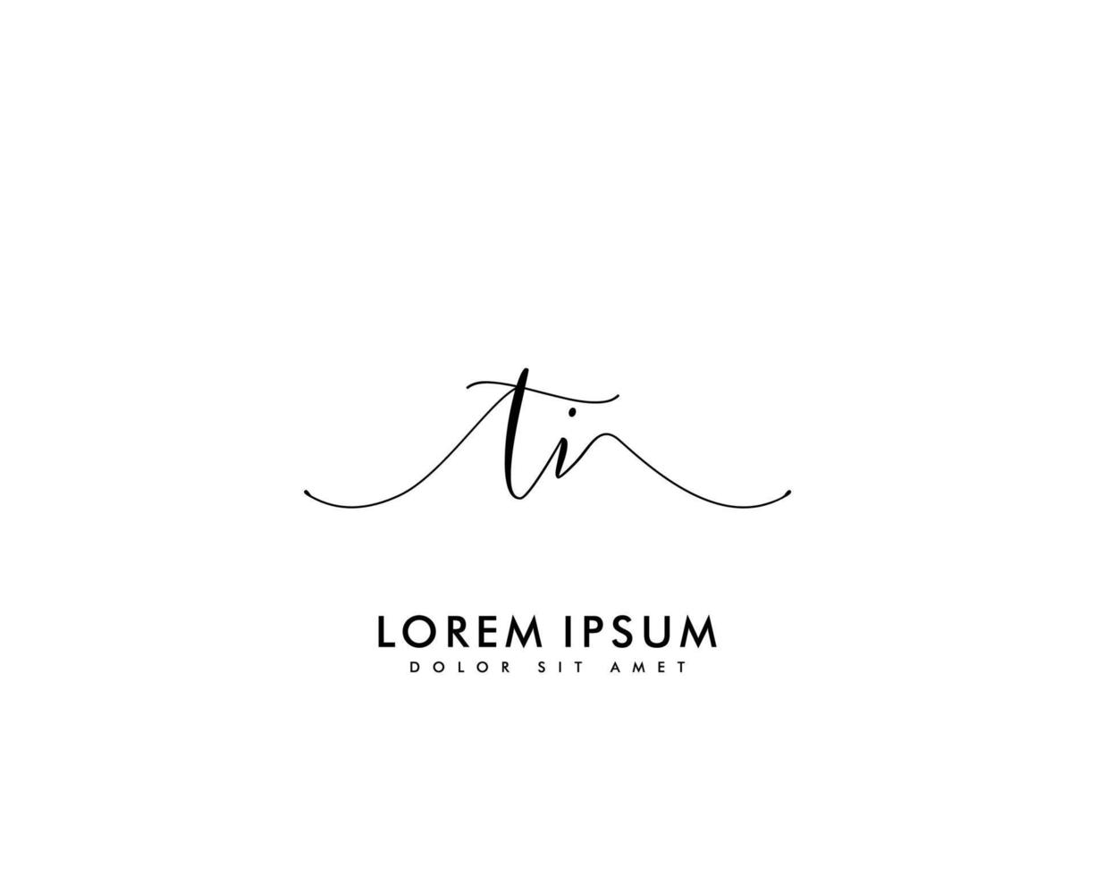 Initial TI Feminine logo beauty monogram and elegant logo design, handwriting logo of initial signature, wedding, fashion, floral and botanical with creative template vector