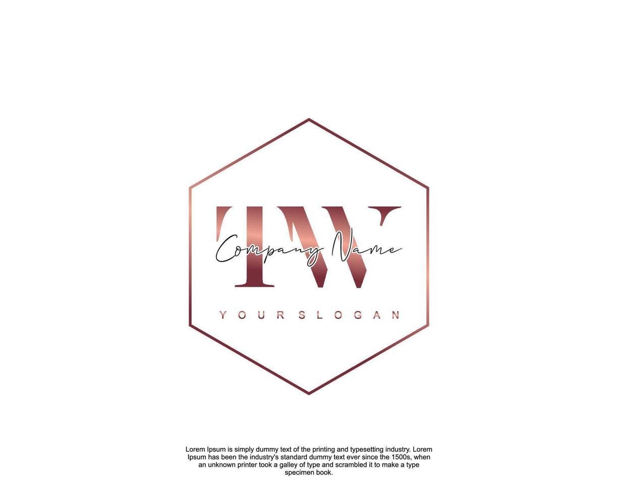 Initial TW Feminine logo beauty monogram and elegant logo design, handwriting logo of initial signature, wedding, fashion, floral and botanical with creative template vector