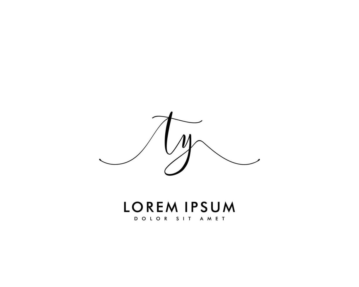 Initial TY Feminine logo beauty monogram and elegant logo design, handwriting logo of initial signature, wedding, fashion, floral and botanical with creative template vector