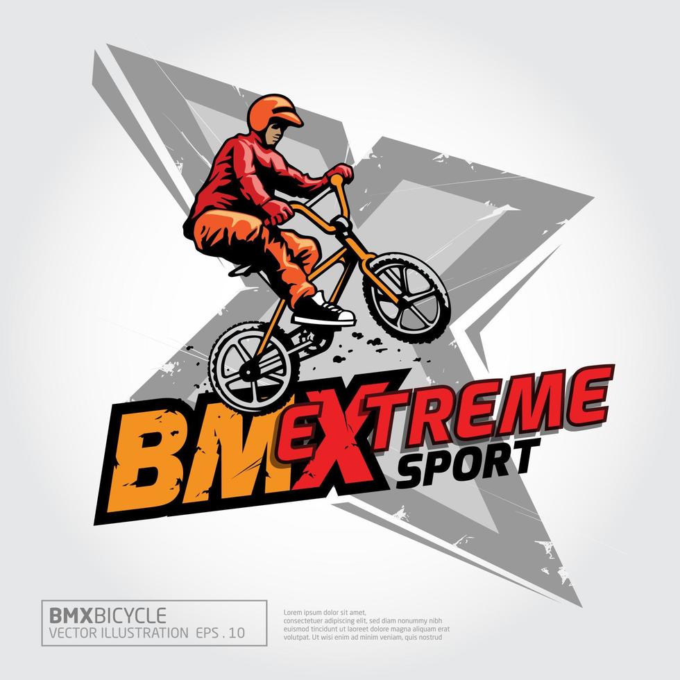 BXM Extreme Sport Vector Logo Template. Silhouette bmx rider logo illustration.