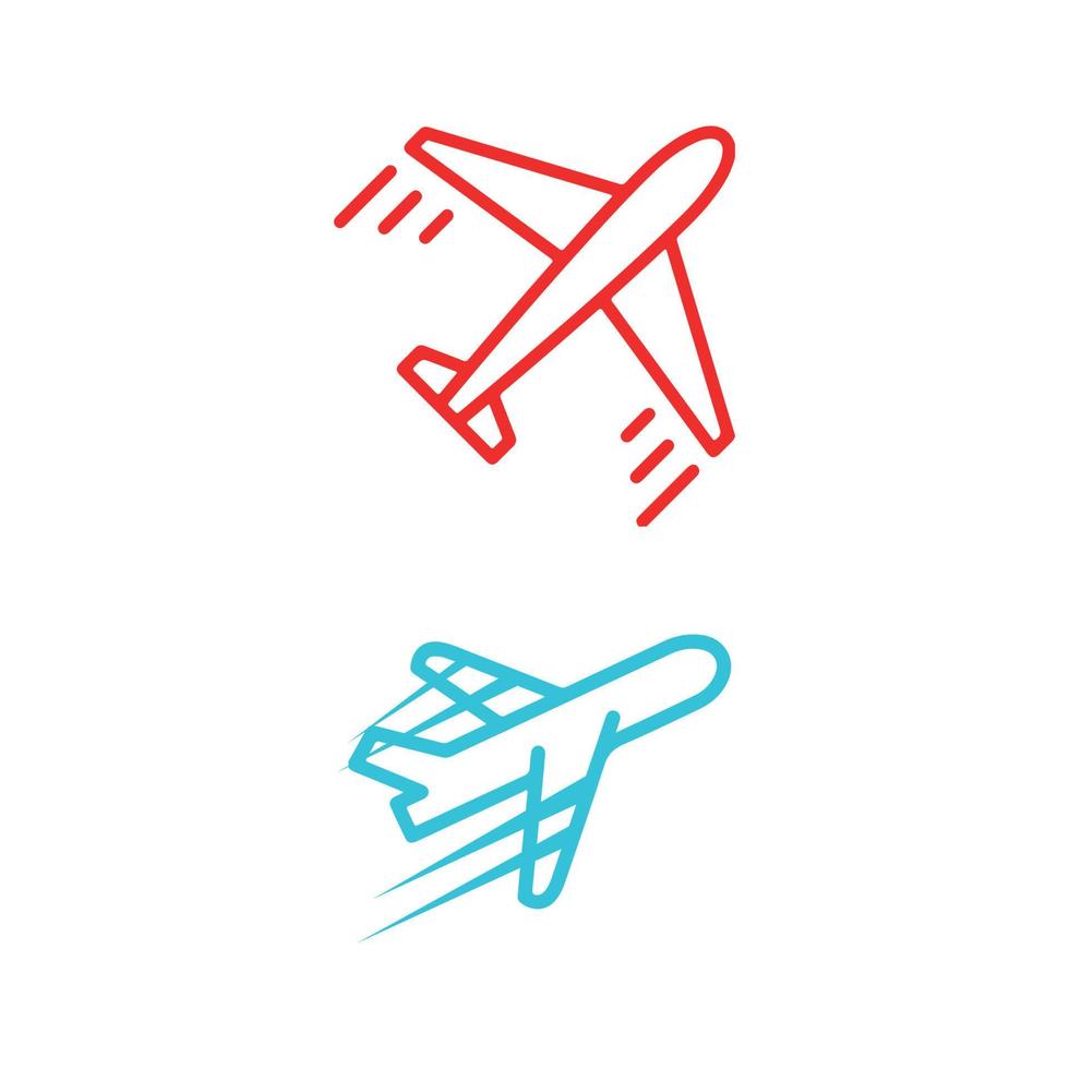 two airplane aircraft icons isolated on white background vector