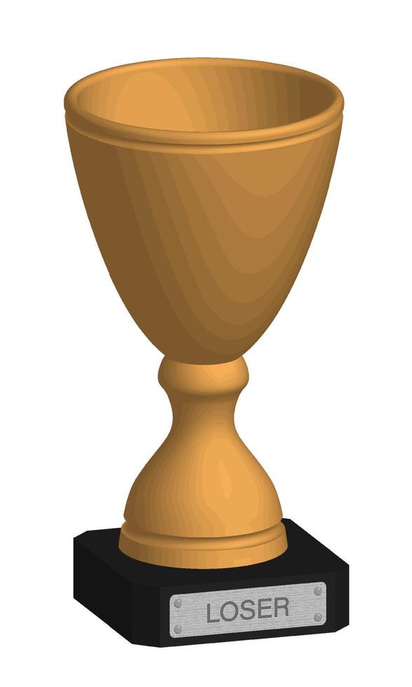 wooden cup is prize for worst worker, loser athlete. Failures in work, black streak in life, life crisis. Vector