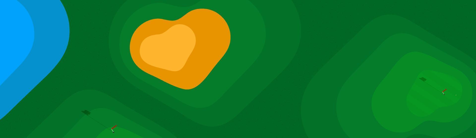 web banner sport ball for golf on sports golf course top view. Banner, background for design of competitions. Healthy lifestyle. Vector
