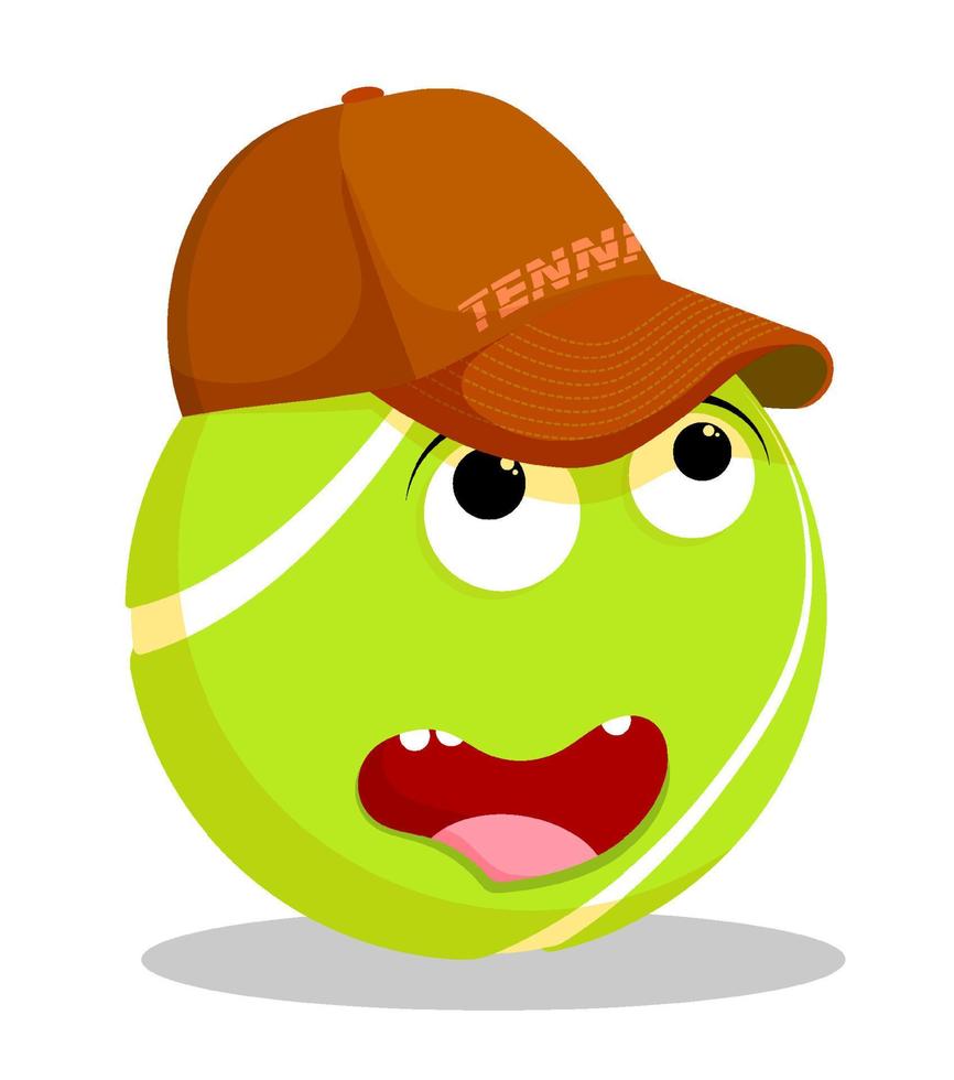 sports fan tennis ball in baseball cap. Sports character. Vector