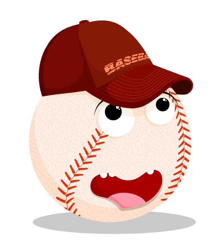 Deportes ventilador béisbol pelota en béisbol gorra. Deportes personaje. vector