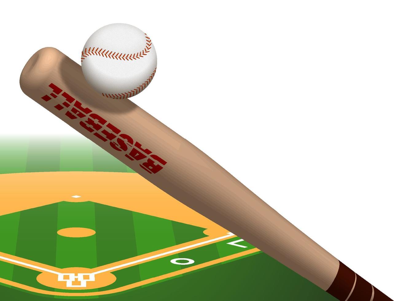 sports wooden baseball bat hits flying ball. American national sport. Active lifestyle. Realistic vector background