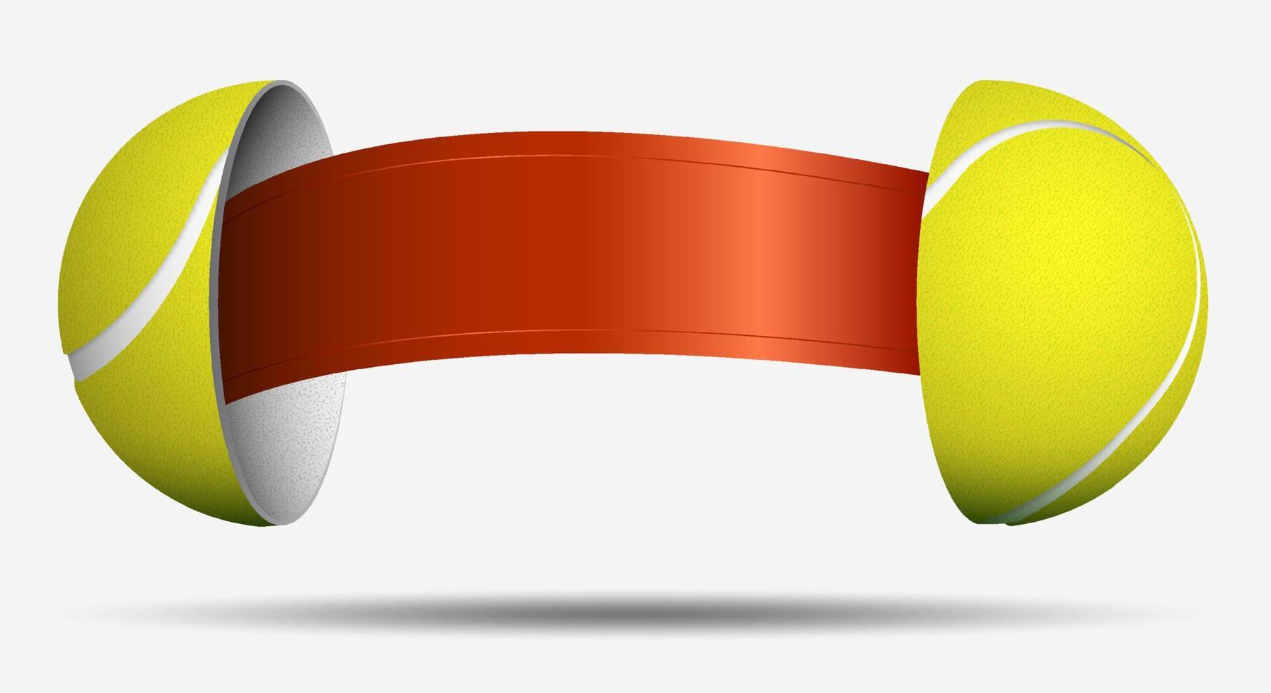 tennis ball halves with red ribbon inside. Ball for choosing an opponent. Sports lot, luck. Vector