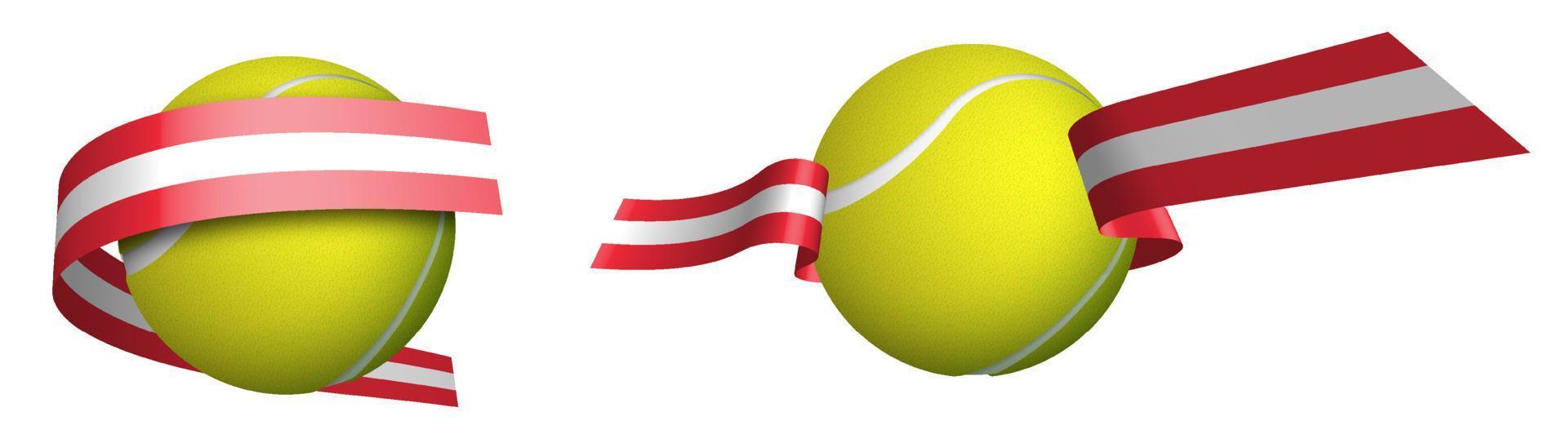 sports tennis ball in ribbons with colors Austrian flag. Rating of athletes in tennis. Isolated vector on white background