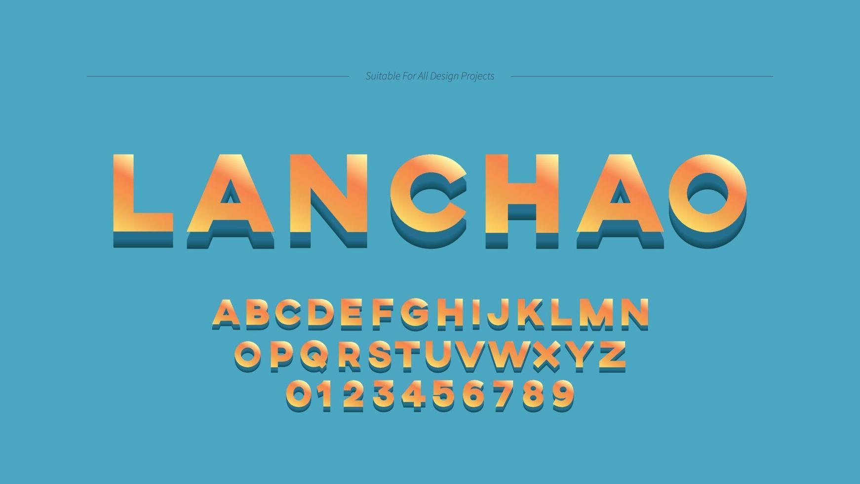 Bright Orange Bold Abstract Gradient Text Effect Font. Cute Pastel Style Alphabet Letters vector