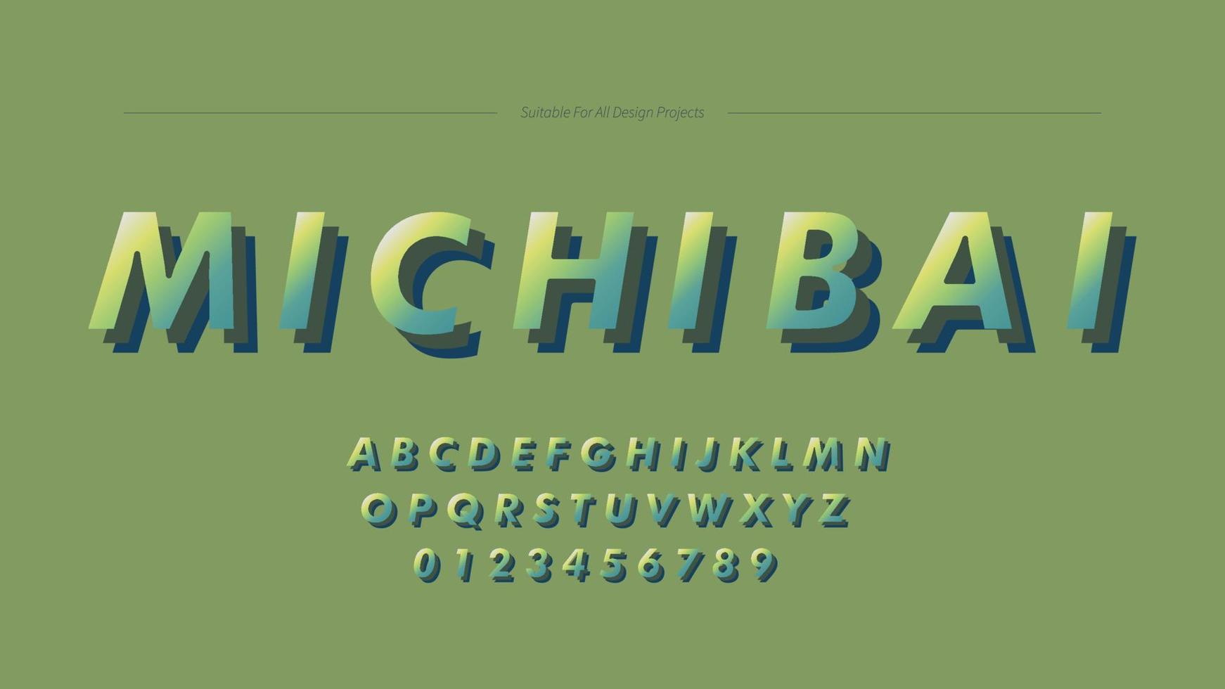 Lime Green Basic Abstract Gradient Text Effect Font. Cute Pastel Style Alphabet Letters vector