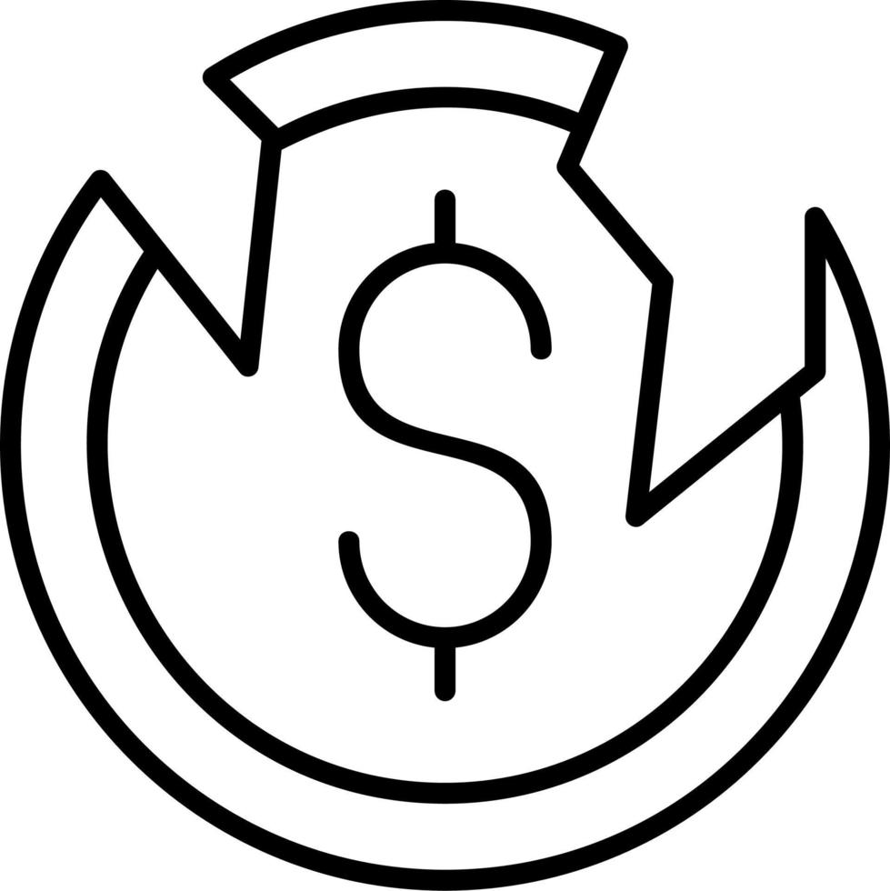 Broken Coin Vector Icon