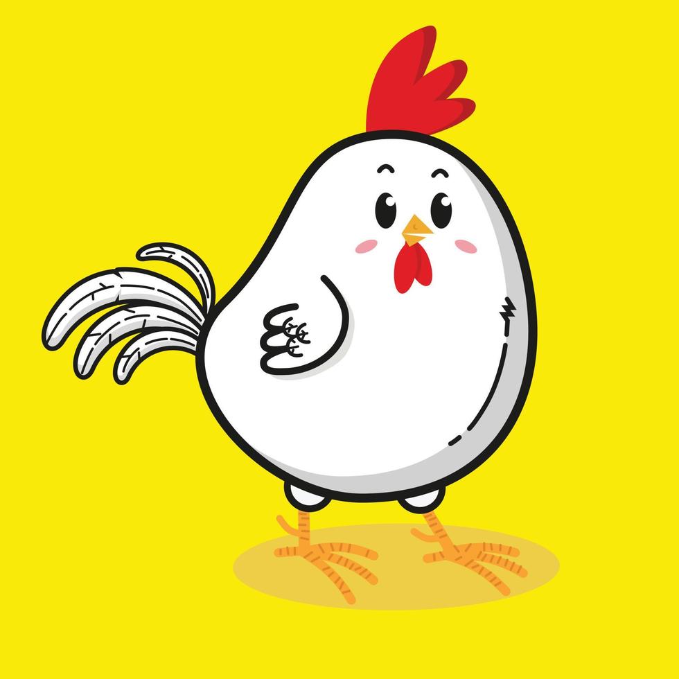 linda pollo dibujos animados personaje vector