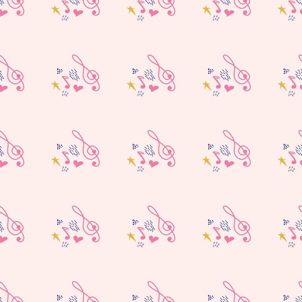 Pink, blue pastel texture with musical notes and a treble clef. Template for festival flyers vector