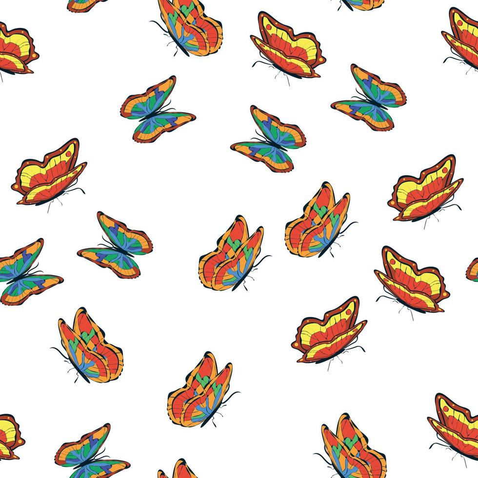 mariposas multicolores brillantes de patrones sin fisuras. papel pintado, fondo, fiesta infantil, papel artesanal vector