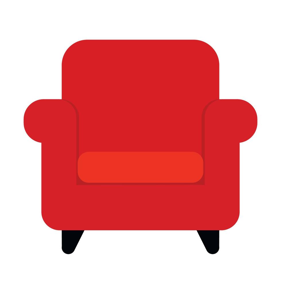 Red Single Sofa Icon Animated Vector Illustration Isolated on White Background