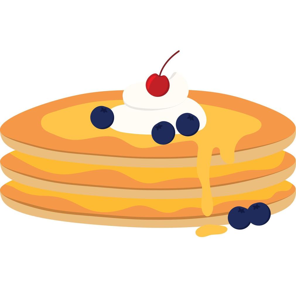 Pancake with Blueberry maple and Honey Syrup Food Vector Illustration