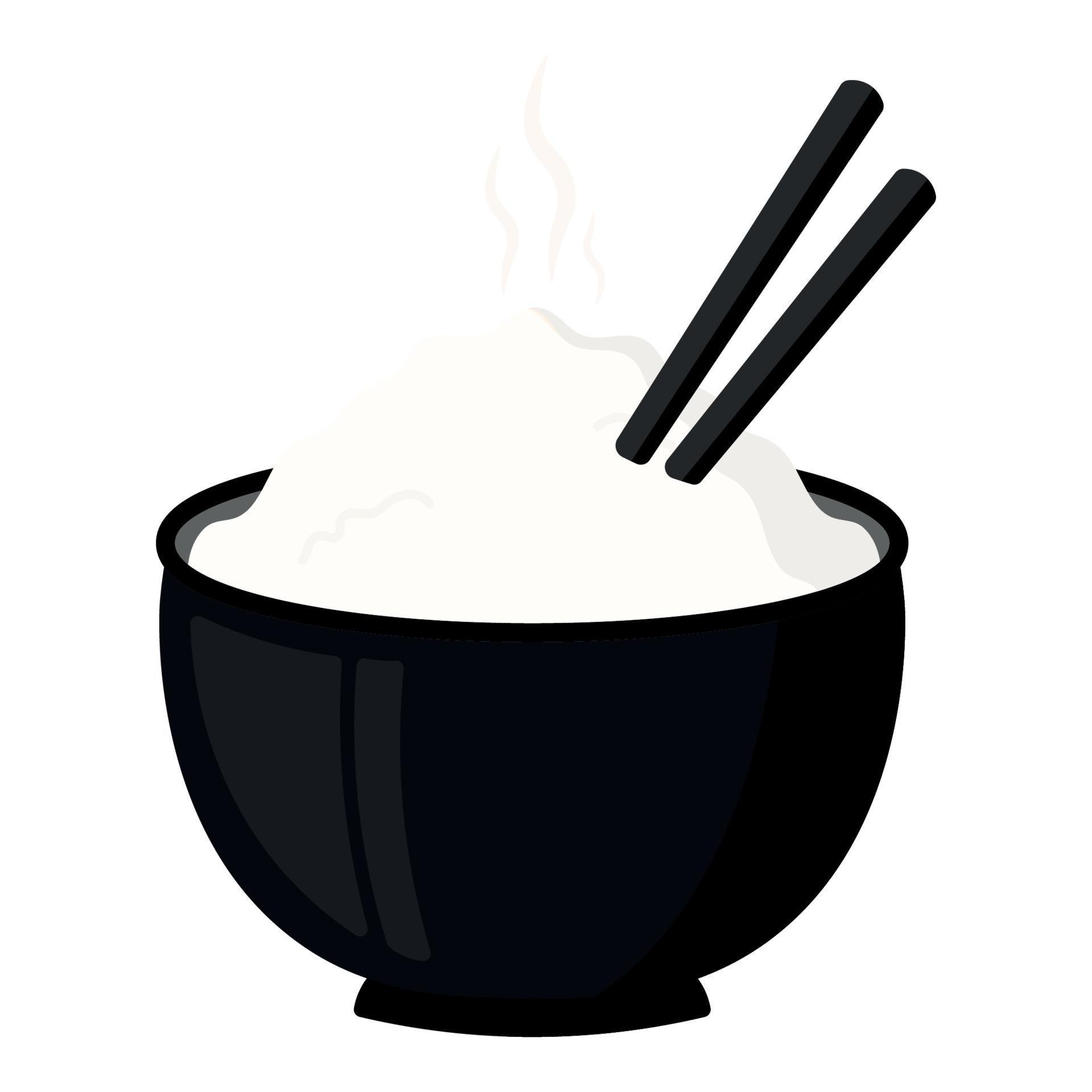 Bowl of Rice with Chopsticks Animated Cartoon Vector Illustration